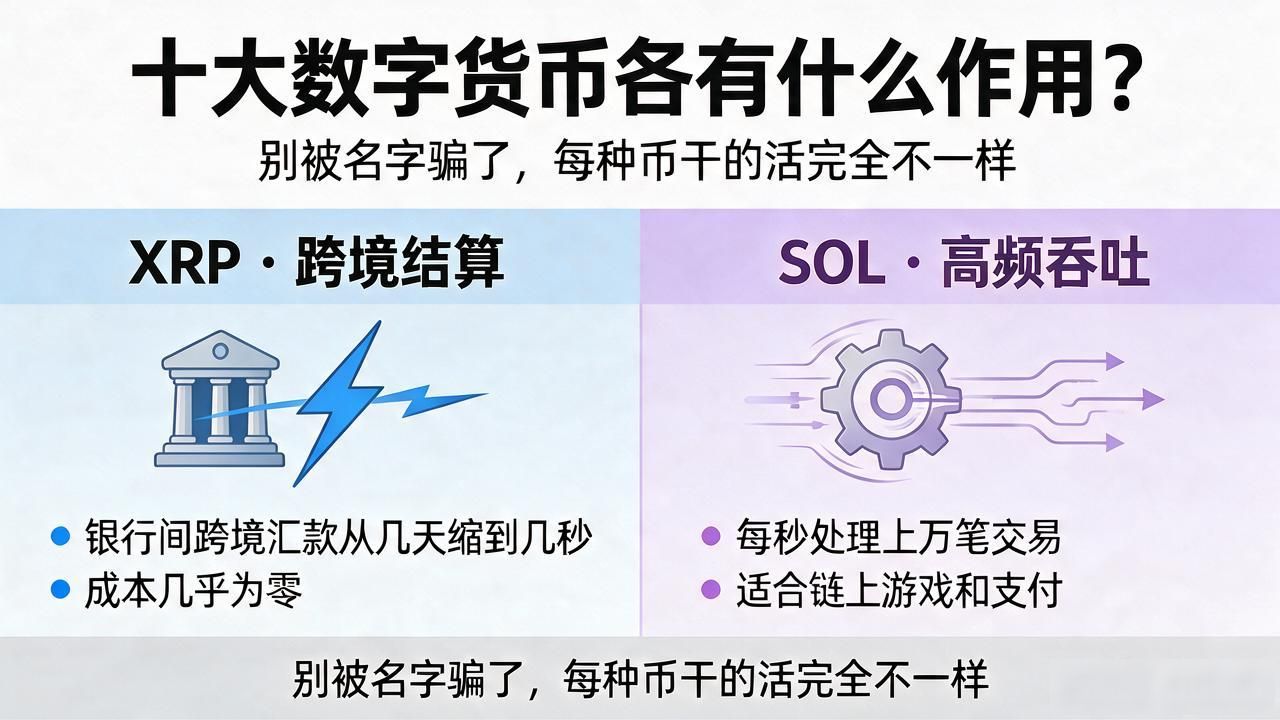 十大数字货币各有什么作用？别被名字骗了，每种币干的活完全不一样