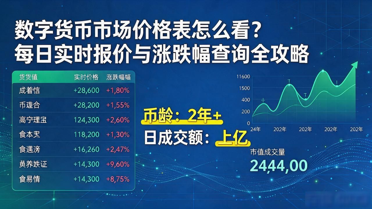 数字货币市场价格表怎么看？每日实时报价与涨跌幅查询全攻略