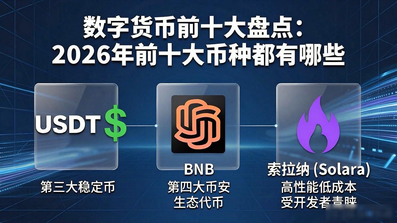 数字货币前十大盘点：2026年前十大币种都有哪些