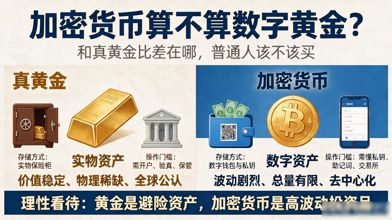加密货币算不算数字黄金？和真黄金比差在哪，普通人该不该买