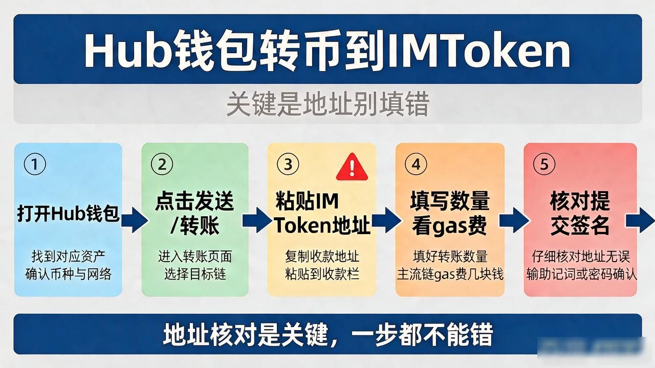 Hub钱包里的币怎么转到IMToken，关键是地址别填错
