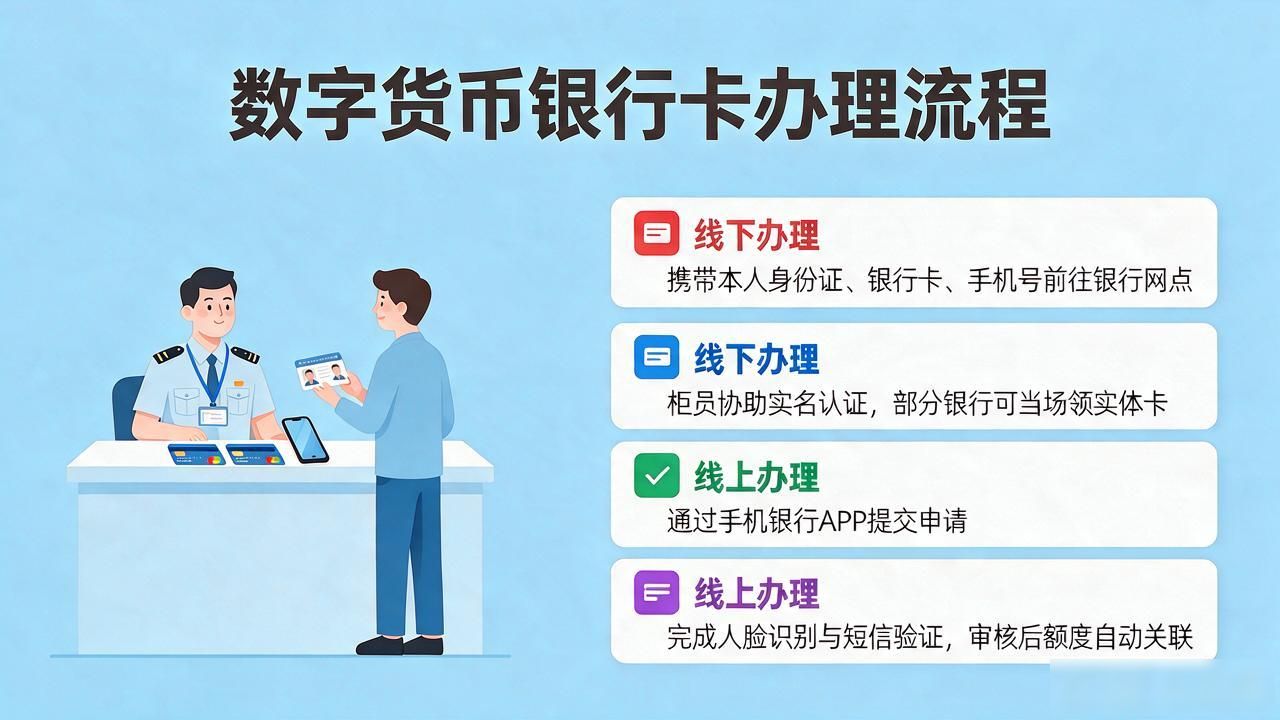 数字货币银行卡怎么开？线上线下办理流程详解