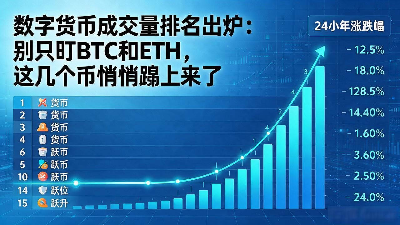 数字货币成交量排名出炉：别只盯BTC和ETH，这几个币悄悄蹿上来了